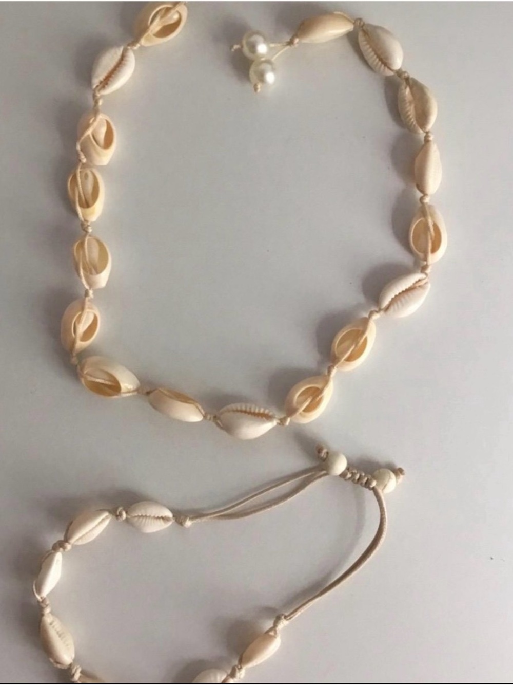 Puka Shell Necklace and Anklet Set